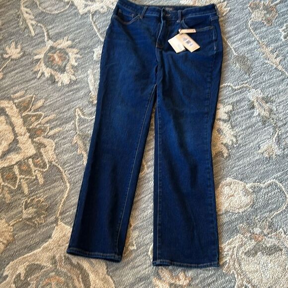 NYDJ Marilyn Straight Jeans High Waist Stretch Dark Riverbridge 31" Inseam 10 - Picture 13 of 15